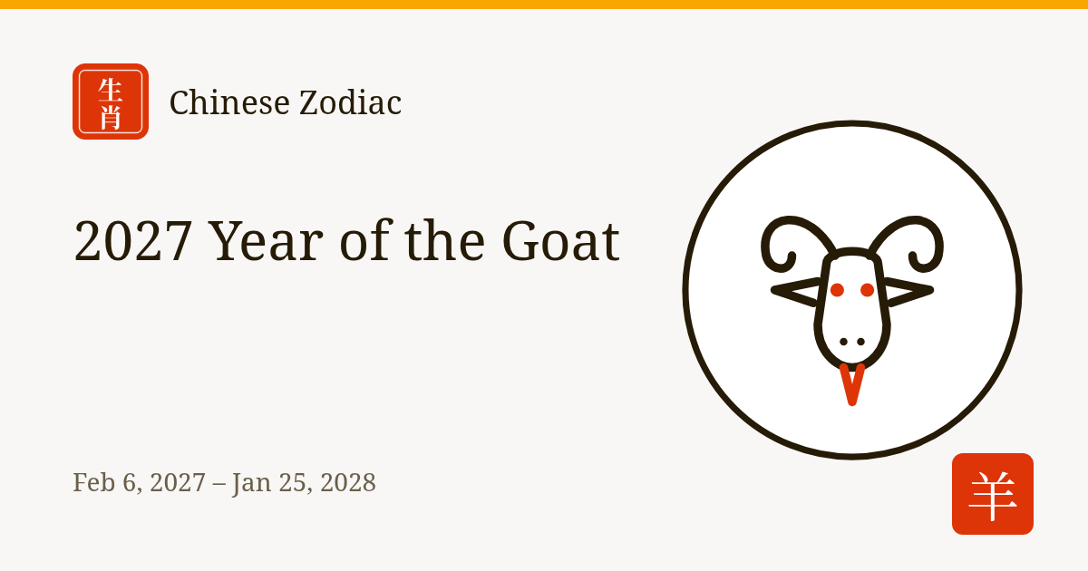 2027 Year of the Goat: Dates, Birth Years and What the Goat Represents