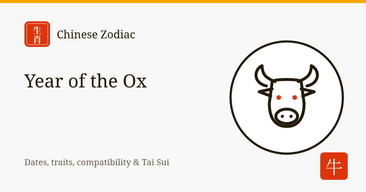 Year of the Ox: Ox Zodiac Years, Dates, Traits and Compatibility